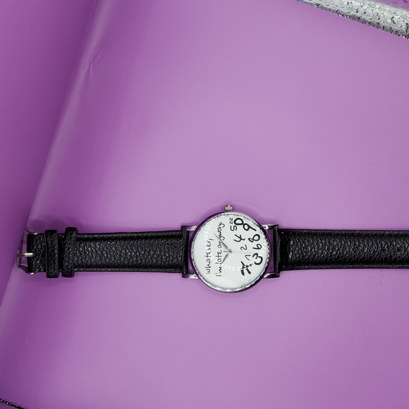 Funny I'm Late Black and silver Watch - Ironically Needs New Battery - Picture 1 of 5